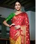 Picture of Good Looking Red & Mustard Silk Saree