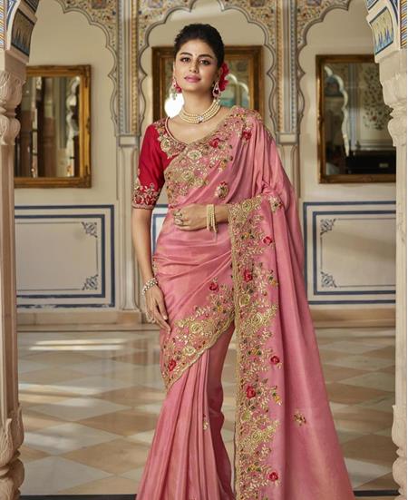 Picture of Enticing Baby Pink Georgette Sarees