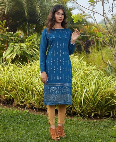 Picture of Excellent Teal Blue Kurtis & Tunic