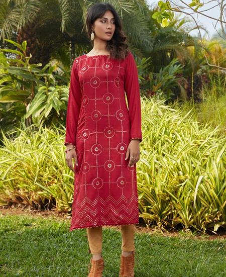 Picture of Well Formed Red Kurtis & Tunic