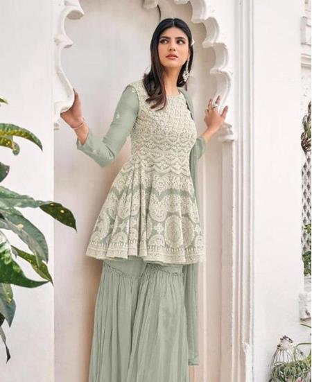 Picture of Radiant Silver Grey Straight Cut Salwar Kameez