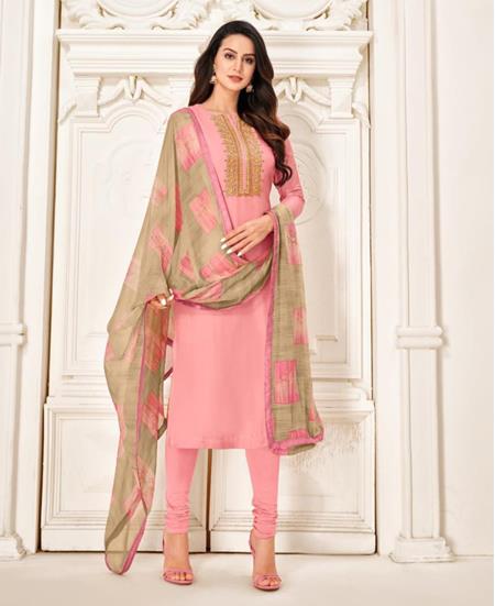 Picture of Comely Light Pink Straight Cut Salwar Kameez