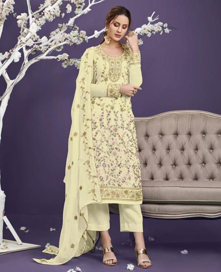Picture of Magnificent Yellow Straight Cut Salwar Kameez