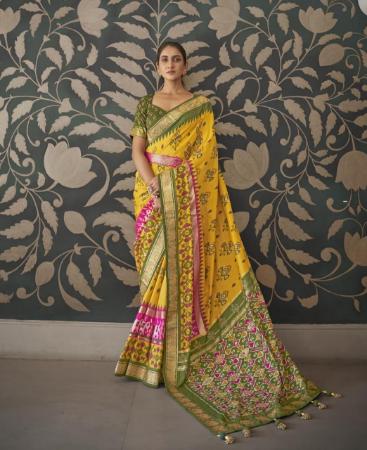 Picture of Beauteous Yellow Silk Saree