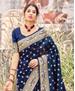 Picture of Excellent Navy Blue Silk Saree