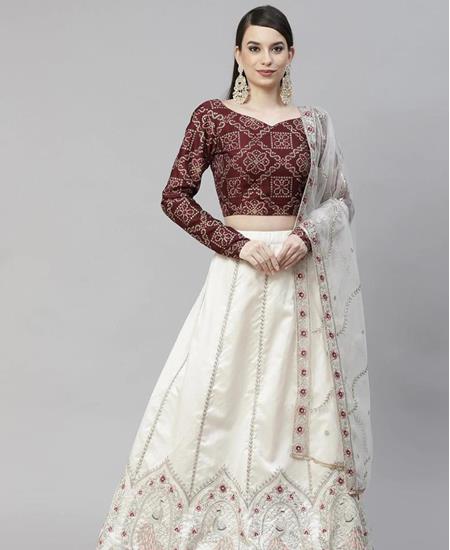 Stunning Off-white Designer Lehenga Choli With Elegant Work – Palkhi Fashion