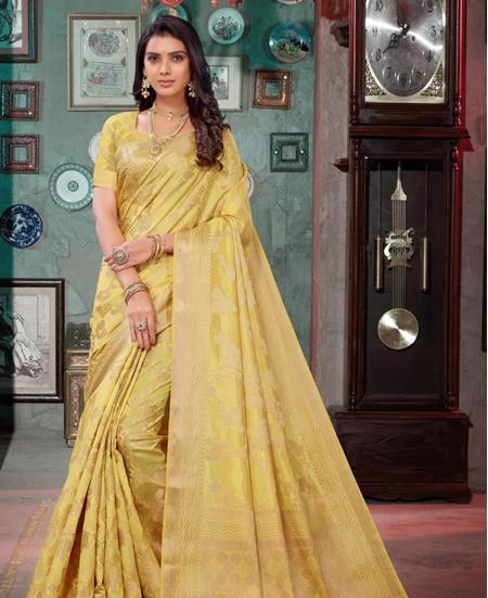 Picture of Splendid Yellow Silk Saree
