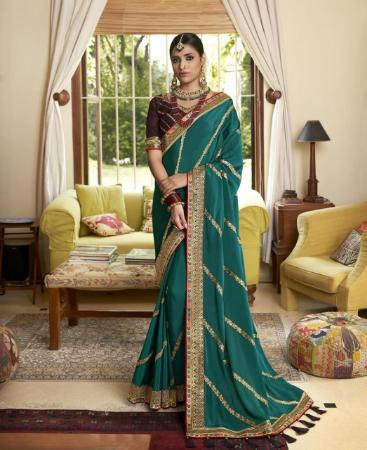 Picture of Good Looking Green Silk Saree