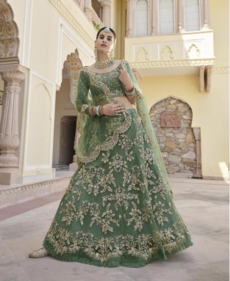 Picture of Excellent Green Lehenga Choli