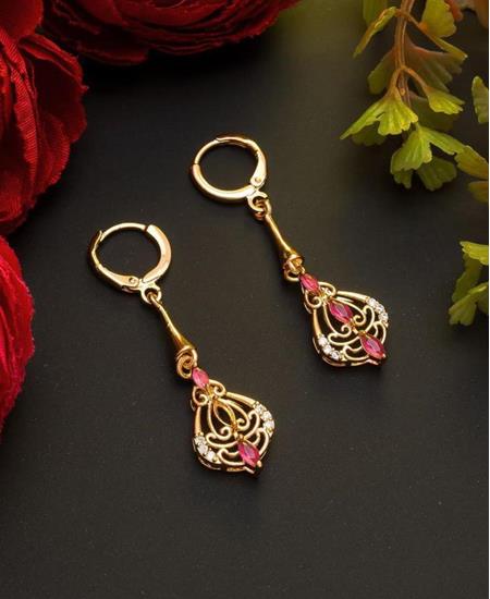 Picture of Delightful Rose Gold Pink Earrings