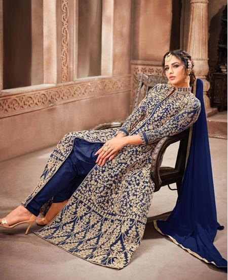 Picture of Beautiful Blue Designer Salwar Kameez
