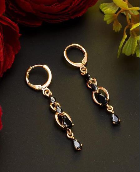 Picture of Gorgeous Rose Gold Black Earrings