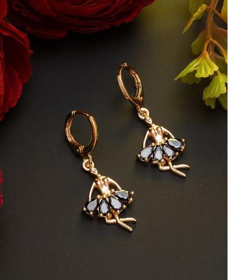Picture of Alluring Rose Gold Black Earrings