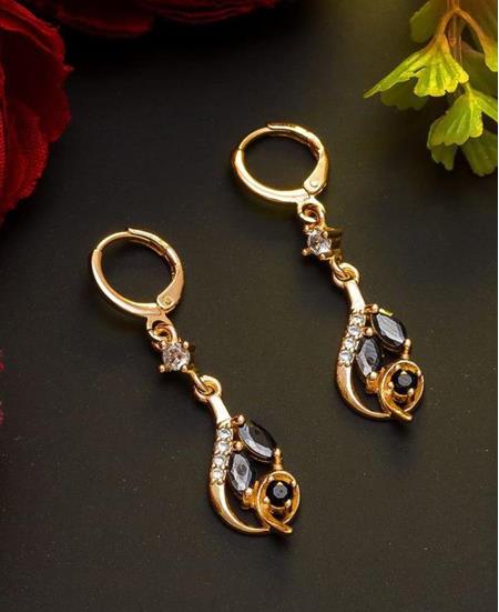 Picture of Statuesque Rose Gold Black Earrings
