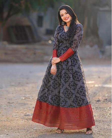 Georgette Embroidered New Lunching Designer party Wear Gown, Black at Rs  1200 in Surat