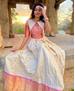 Picture of Statuesque Cream+pink Party Wear Gown