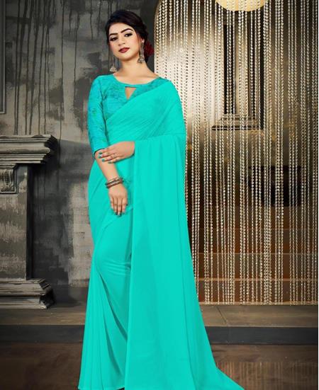Picture of Enticing Turquoise Casual Saree