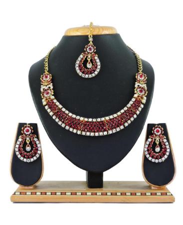 Picture of Splendid Maroon Necklace Set