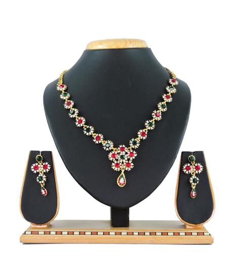 Picture of Bewitching Maroon & Green Necklace Set