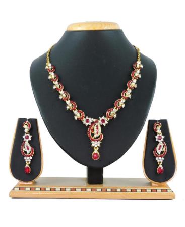Picture of Comely Maroon Necklace Set
