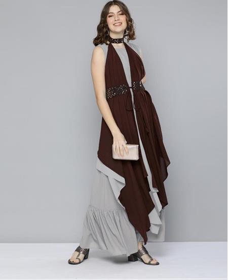 Picture of Admirable Gray With Brown Readymade Gown