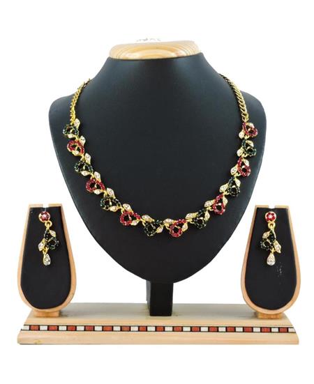 Picture of Amazing Maroon & Green Necklace Set