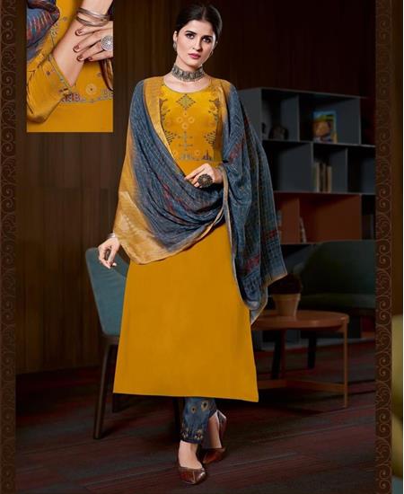 Picture of Sublime Mustard Straight Cut Salwar Kameez