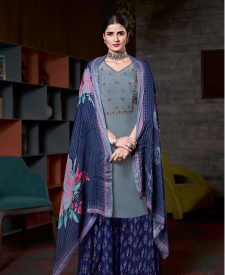 Picture of Shapely Grey Straight Cut Salwar Kameez