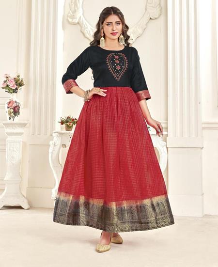 Picture of Sightly Black & Red Readymade Gown
