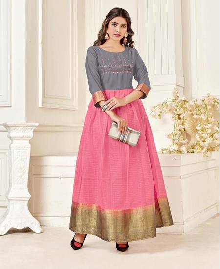 Picture of Marvelous Grey & Pink Readymade Gown