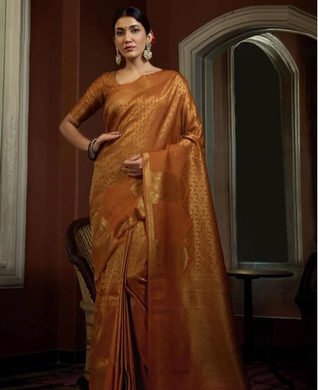Picture of Lovely Mustard Silk Saree