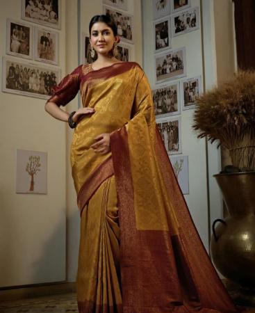 Picture of Shapely Yellow Silk Saree