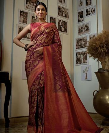 Picture of Appealing Wine Silk Saree
