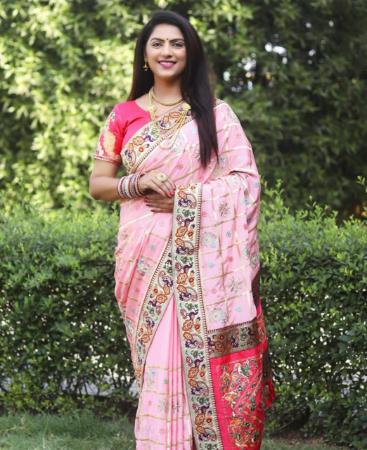 Picture of Radiant Light Pink Silk Saree