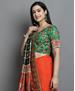 Picture of Fine Green+orange Silk Saree