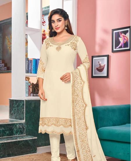 Picture of Marvelous Off White Straight Cut Salwar Kameez