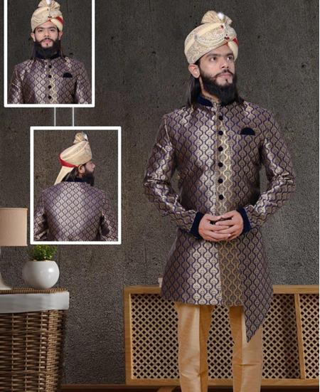 Picture of Enticing Navy Blue Sherwani
