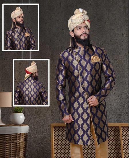 Picture of Lovely Navy Blue Sherwani