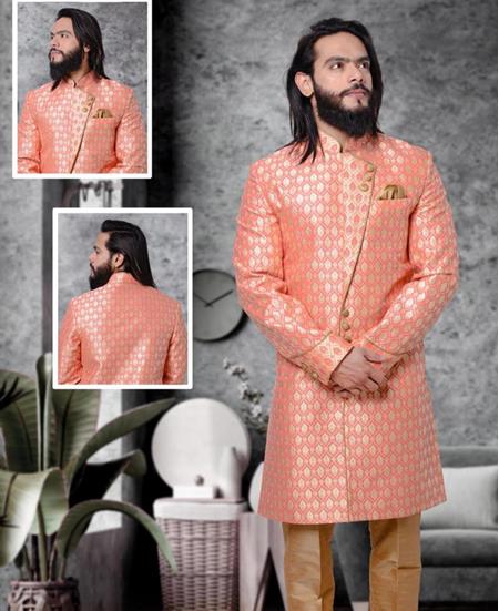 Picture of Comely Peach Sherwani