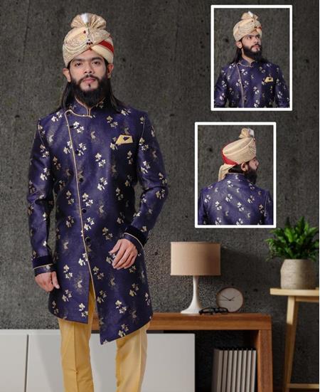 Picture of Alluring Navy Blue Sherwani