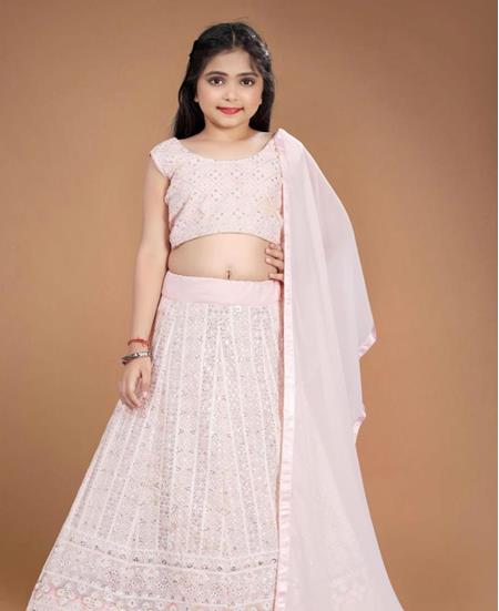 Picture of Well Formed Light Pink Kids Lehenga Choli