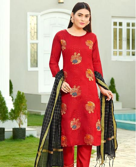 Picture of Exquisite Red Readymade Salwar Kameez