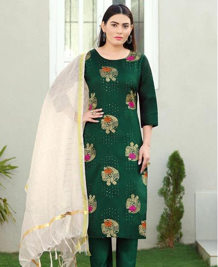 Picture of Enticing Green Readymade Salwar Kameez