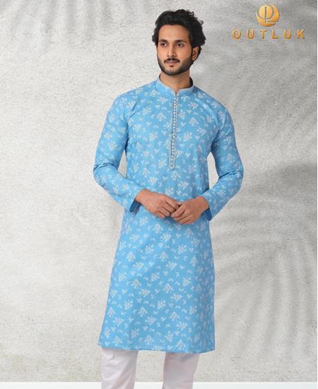 Picture of Well Formed Sky Blue Kurtas
