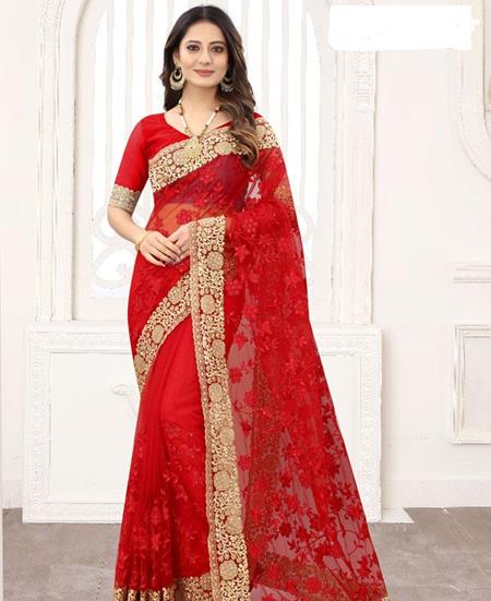 Picture of Marvelous Red Net Saree