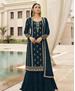 Picture of Sightly Teal Blue Straight Cut Salwar Kameez