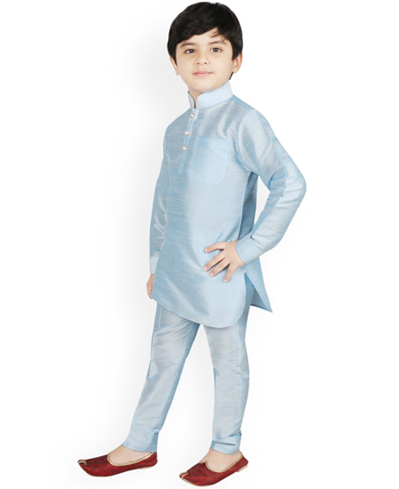 Picture of Alluring Sky Blue Kids Kurta Pyjama