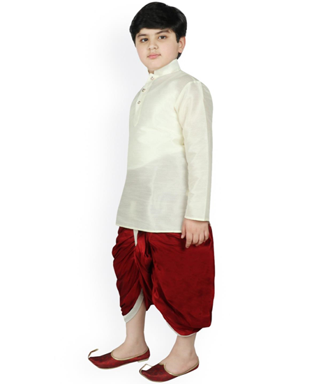 Picture of Alluring Off-White Kids Kurta Pyjama