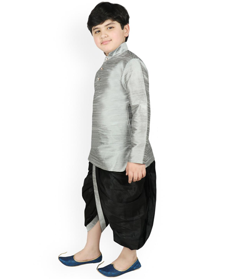 Picture of Classy Gray Kids Kurta Pyjama