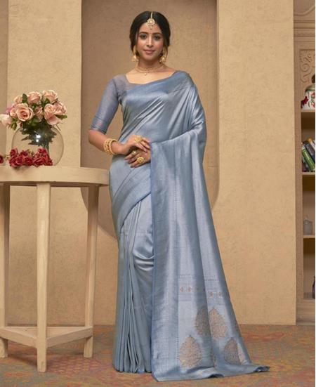 Picture of Beautiful Blue Silk Saree